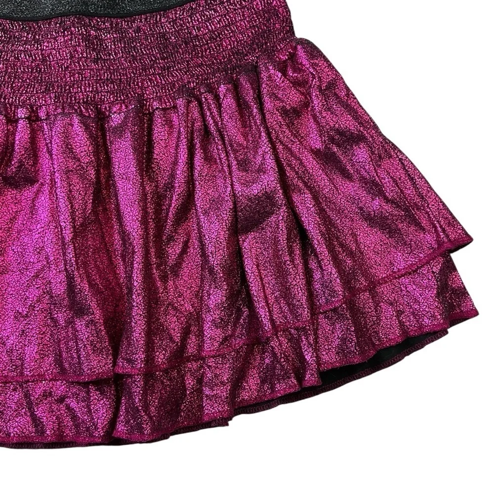 Garanimals Girls Skirt Shiny Metallic Fuchsia Black Crackle Layered Ruffle Sz 8